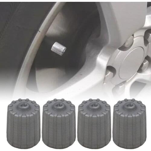 Valve Stem Caps Universal Gray Covers for Car SUVs Truck Bike Motorcycles Accessories 4 Pcs Tire Decors