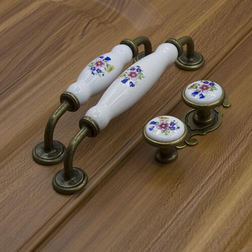 Brass White Creamic Cabinet Handles Knobs Drawer Pulls Kitchen Door Handles Furniture Handle Cabinet Door Hardware Muebles