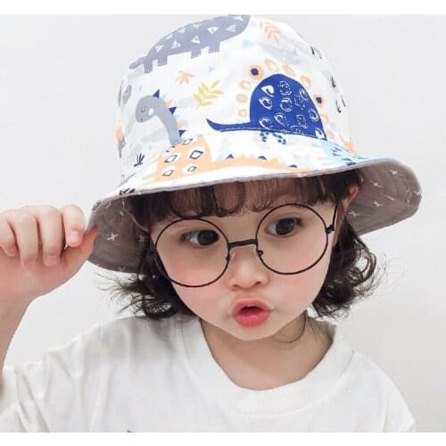 Summer Cotton Kids Bucket Hat Double Sided Cartoon Boy Girl Outdoor Panama Child Baby Bob Fisherman Hat Travel Fishing Cap