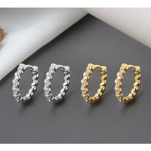 925 Sterling Silver Crystal Studs Earrings For Women Jewelry Accessories eh268