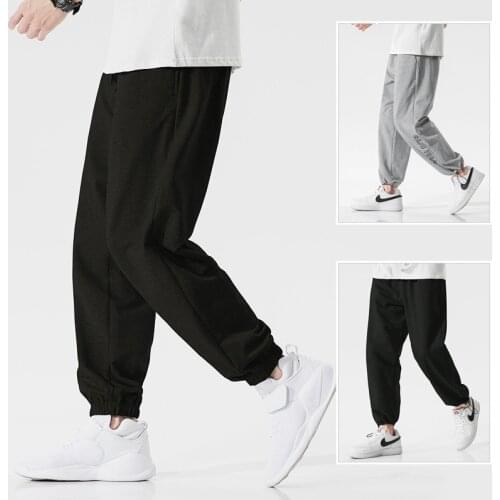 Fashion Running Pants Mens 2021 Students Solid Sweatpants Casual Sportswear Sports Loose Simple Nine-point Streetwear Trousers