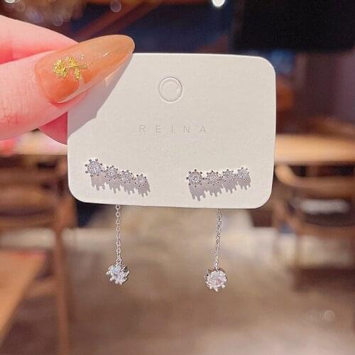 Fashion Zircon Flower Earrings for Women Two Ways To Wear Shiny Design Dangle Earrings Female Trendy Delicate Drop Earrings Gift