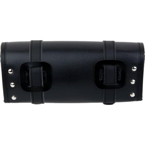 Motorcycle Scooter Universal Saddlebag Saddle PU Leather Roll Tool Bag Black