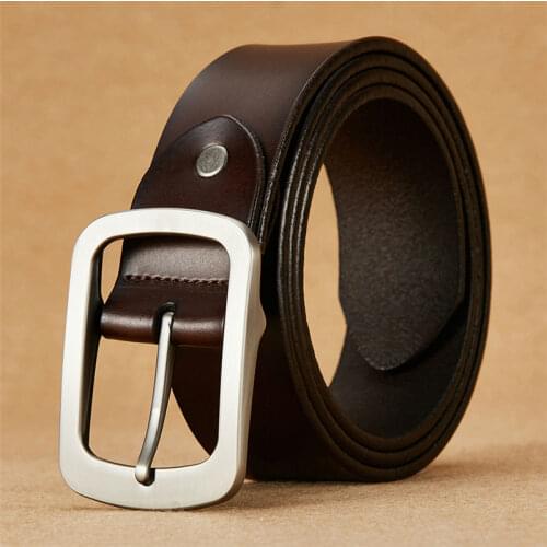 WESTERN AUSPICIOUS Men Belts With Quality Alloy Buckle Cowskin Leather Male Cinture Length 105-125CM Cinturones Hombre