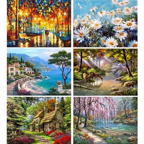 GATYZTORY 60x75cm Coloring By Numbers Landscape Animals Paint By Numbers Figure Acrylic Paints HandPainted Kits Home Wall Decor