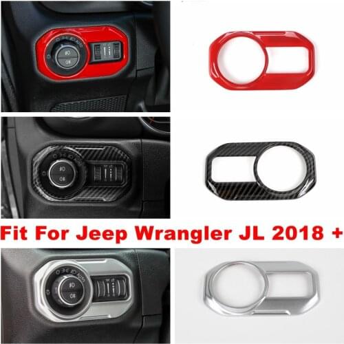 Head Lights Lamps Headlight Headlamp Switches Buttons Decoration Cover Trim For Jeep Wrangler JL 2018 2019 2020 ABS Accessories