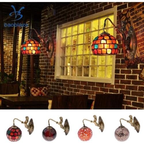 Wall Lamp Shade Sconces Stained Glass Corridor Light E27 Gallery Wall Lights Shade Passage Hallway Light