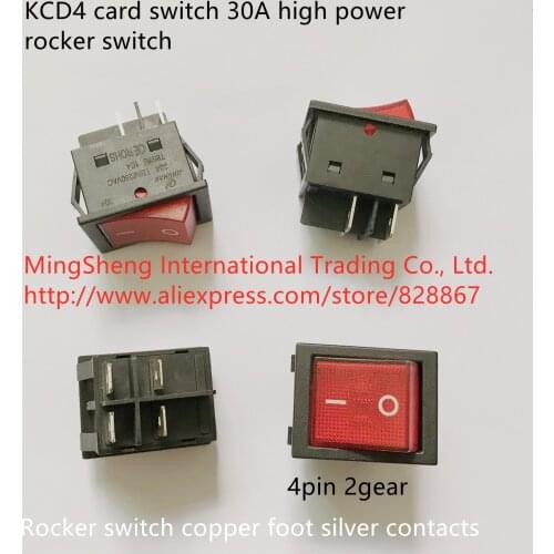 Original new 100% KCD4 card switch 30A high power rocker switch 4pin copper foot silver contacts