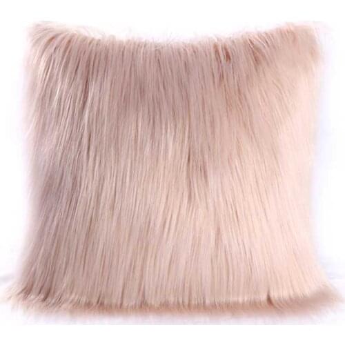Plush Warm Throw Pillow for Home Decor Sofa Waist Cushion Solid Color White Grey Pink Cushion