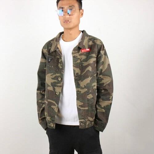 Plus size spring men fashion loose single breasted cotton blended fabric casual denim jacket