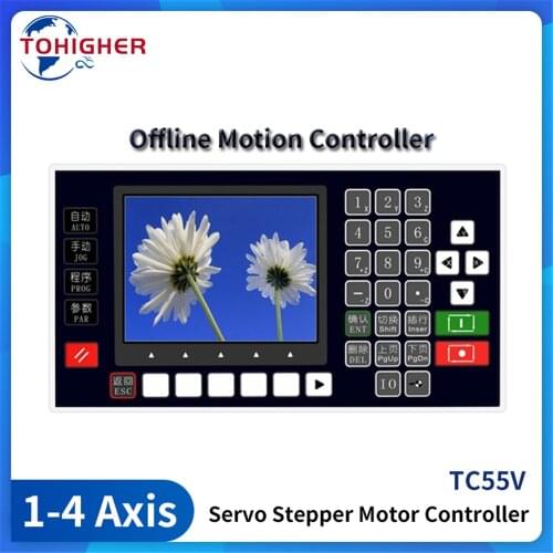 1 2 3 4 Axis Servo Stepper Motor Offline Motion Controller Programmable CNC 3.5 inch Controller RS485 TC55V USB Engraving Router