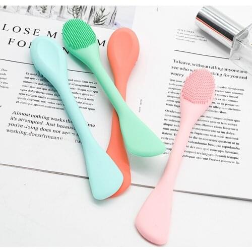 Skin Care Wash Face Silicone Brush Exfoliating Nose Clean Blackhead Removal Brush Tool With Replacement Head Double head