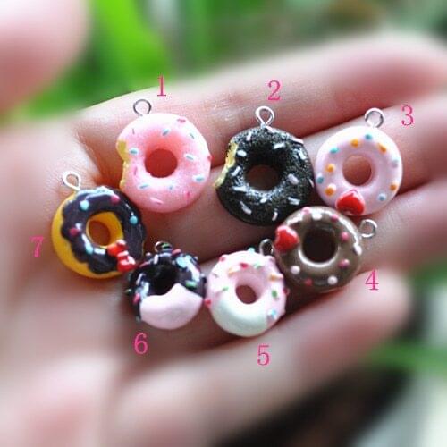 Resin charms necklace donut pendant for DIY decoration keychain charms 21pcs