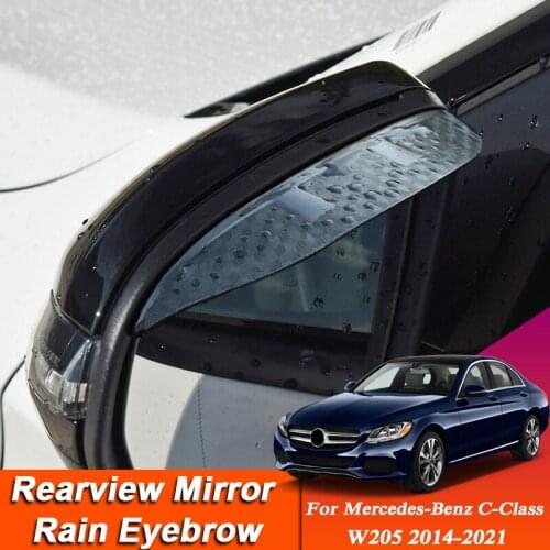 Car-styling For Mercedes-Benz C-Class W205 2014-2021 Carbon Fiber Rearview Mirror Eyebrow Rain Shield Anti-rain Cover Sticker