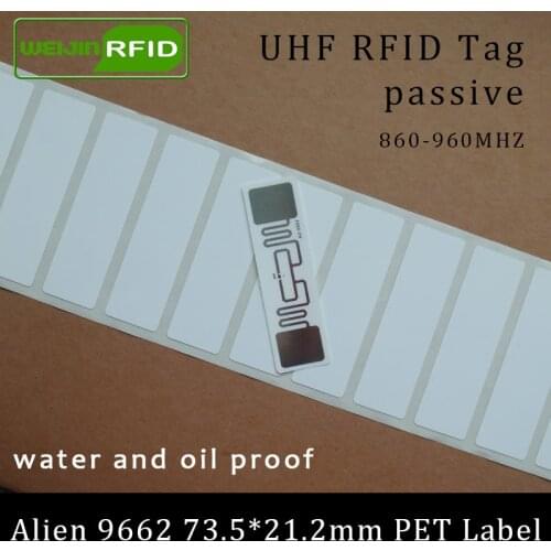 UHF RFID tag Alien 9662 printable PET label 915mhz 900mhz 868mhz 860-960MHZ Higgs3 EPCC1G2 6C smart card passive RFID tags label