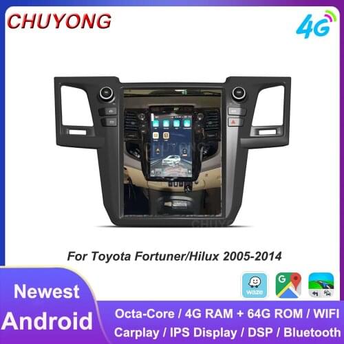 12.1'' Tesla Style Vertical Android Carplay GPS Nagavition For TOYOTA Fortuner/HILUX 2005-2014 AUTO Manual A/C Car Radio