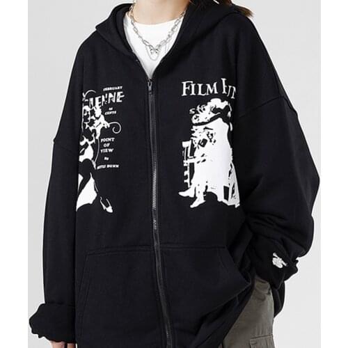 Women Hip Hop Streetwear Hoodies sweat ​Women Jacket Coat Goth Harajuku Punk Jacket Outwear Zipp essentials hoodie y2k grunge