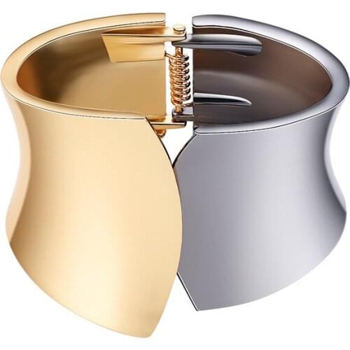 ORNAPEADIA Simple Irregular Bracelet for Women Popular Wild Two-color Splicing Asymmetrical Alloy Generation Luxury Jewelry