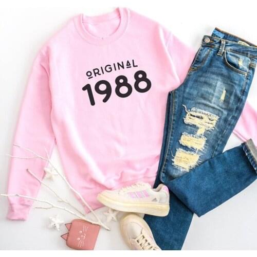 Orioinal 1988 33 Years Old 33nd Birthday Gift Women Crewneck Graphic Sweatshirts Long Sleeve Jumpers Party Tops Cotton Shirts