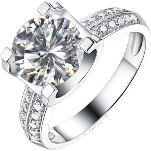 Real 100% 925 Sterling Silver Ring Women Female Luxury Engagement Wedding Party Elegant Exquisite Gift Charm Big Diamond Jewelry