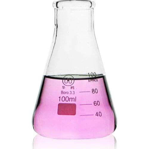 100ml,Glass Erlenmeyer Flask,Conical Bottle with Normal Neck,Lab Chemistry Glassware