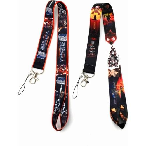 100pcs Japan Anime Attack on Titan Keychain Wings of Liberty Camera Mobile Phone Neck Lanyard Strap ID Badge Holder Accessorie