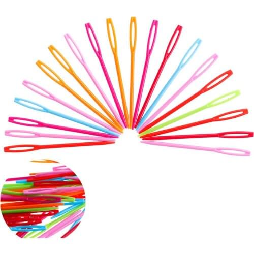 20pcs 7cm Plastic Knitting Needles Crochet Hooks Tapestry Wool Yarn Needles Children DIY Sweater Weaving Tools