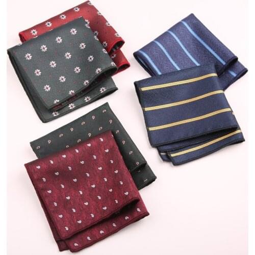 3pcs/lot New Floral Striped Hankerchief Luxery Men Pocket Square Mens Handkerchief Chest Towel Hankies Accessories Gifts for Men