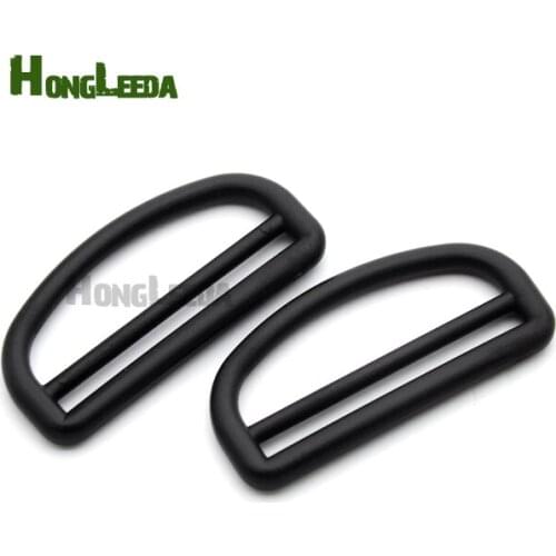 30pcs/lot 51mm 2inch black POM adjustable buckles plastic slider buckle D ring backpack webbing straps B351F