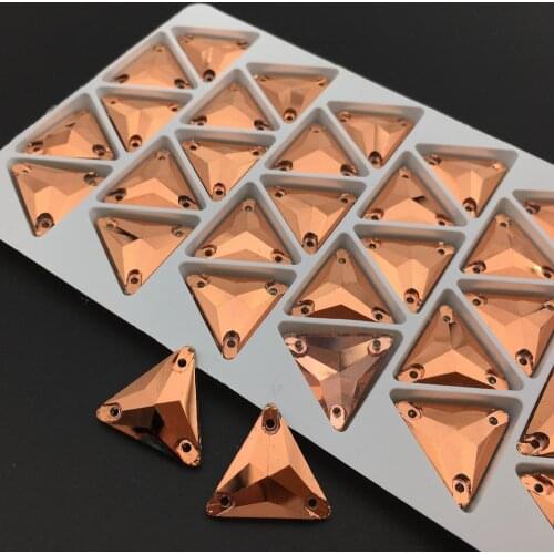 3270 All Sizes Rose Gold Triangle Glitter Glass Flatback Strass Stones Sew On Crystal Sewing Rhinestones For Needlework