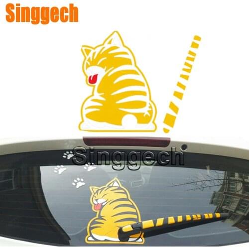 Car Styling Window Wiper Cartoon Cat Sticker For Volkswagen VW Polo Passat B5 B6 CC Golf 4 5 6 7 Touran T5 Tiguan Bora Scirocco