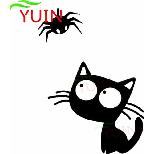 Car Sticker Cat and Spider Decals Cute Animal Stickers Fashion Cars Accessories PVC Body Decoration Waterproof Sunscreen Decal
