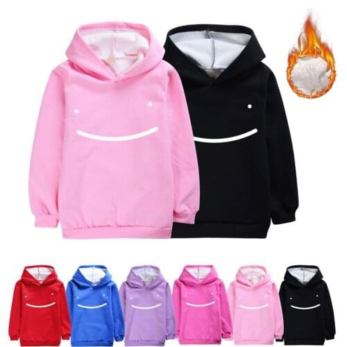 Dreamwastaken Velvet Sweatshirts Hoodies Winter Teenager Thick Fashion Outwear Boy Girl Warm Cartoon Printd Pullover