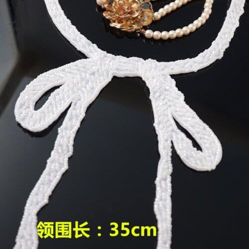 White collar butterfly tie diamond bee high-grade bag/hat/cloth decoration embroidery beaded applique patches for clothing
