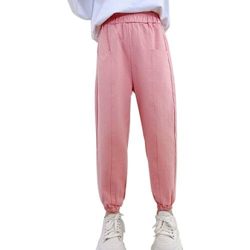 Big Girl Pants Solid Color Girls Cargo Pants Casual Style Kids Pants Spring Autumn Childrens Clothing Girl 6 8 10 12 14