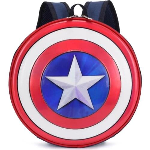 Captain Americas Shield Children Backpack Cartoon Mini Schoolbag Round Travel Bag fashion waterproof Sports Pack