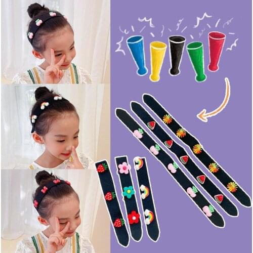 Childrens beautiful fruit flower adornment bang stick Velcro hair hoop girls Posting artifact baby girl hair stick ground tire