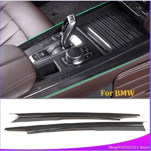For BMW X5 F15 X6 F16 2014-2018 Central Control Trim Strip Real Carbon Fiber Car Interior Modification Parts 2Pcs