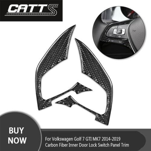 For VW Golf 7 GTI MK7 2014 2015 2016 2017-2019 Interior Car Styling Carbon Fiber Sticker Steering Wheel Button Decor Trim Cover