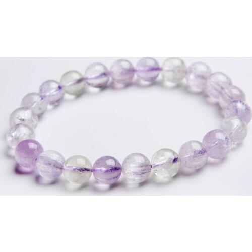 Precious Natural Kunzite Quartz Bracelets Women Female 9mm Transparent Round Bead Crystal Stretch Bracelet