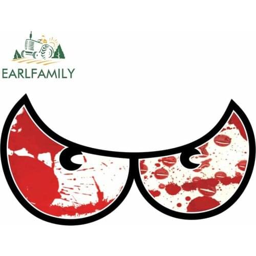 EARLFAMILY 13cm x 6.9cm Pair of Cartoon Angry Evil Eyes Design with Blood Shot Splatter for Motorbike Biker Helmet Car Stickers