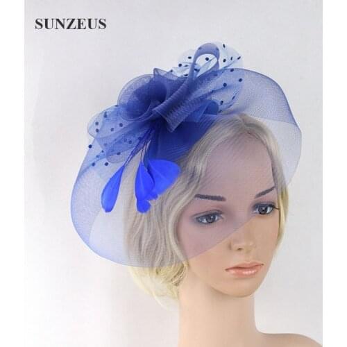 Elegant Lady Blue Party Veil Mother of The Bridal Hats Wedding Hair Accessories SQ015