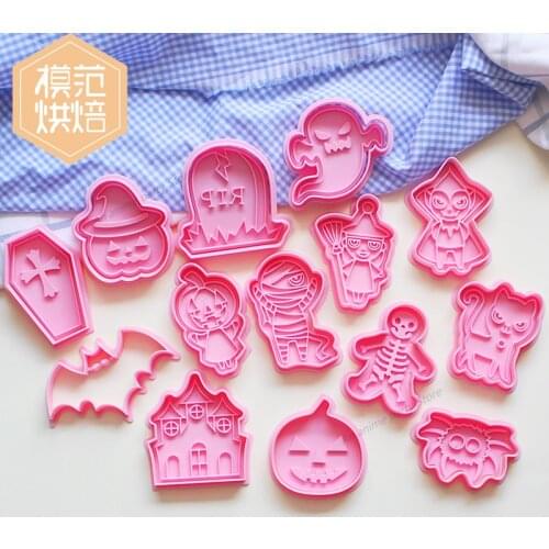 Halloween Cookie Cutters Kitchen Tools Pumpkin Vampire Ghost DIY Cookie Stencil Cute 3d Press Bakeware Baking Accessories Cake