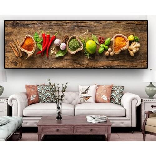Grains Spices Spoon Peppers Kitchen Canvas Painting Cuadros Scandinavian Posters and Prints Wall Art Food Picture Living Room