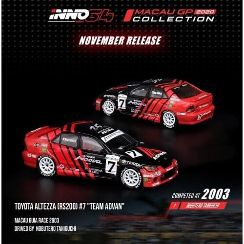 INNO64 1:64 TOYOTA ALTEZZA RS200 #7 Team ADVAN Diecast Model Car