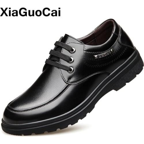Autumn Winter Men Casual Shoes Warm Luxury British Leather Dress Shoes Business Solid Comfortable Round Toe Mans Footwear 2021