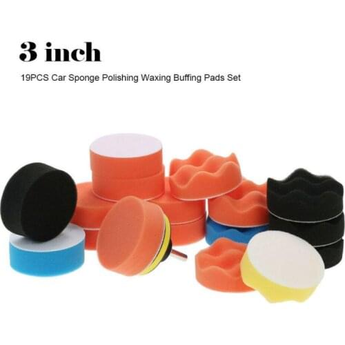 10 Pcs 3" Car Sponge Polishing Pad Set Polishing Buffer Waxing Adapter Drill Kit Car Body Headlight Care Waxing Sponge Pad