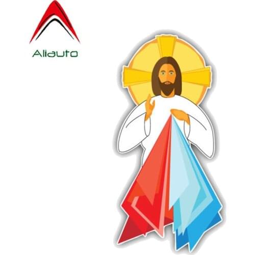 Aliauto Cartoon Car Sticker Jesus Christ Sacred Heart Divine Mercy Religion Accessories Reflective Waterproof Decal PVC,15cm*6cm