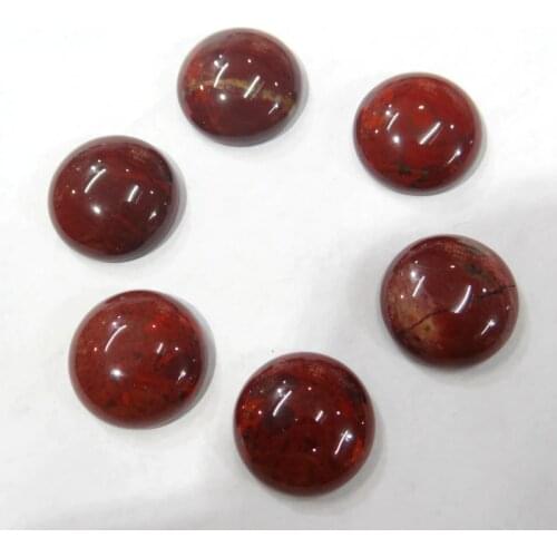 Wholesale 20PCS Natural Stone round 18MM Cabochons No hole red jades Beads for DIY Jewelry Making Ring Earring Accessories