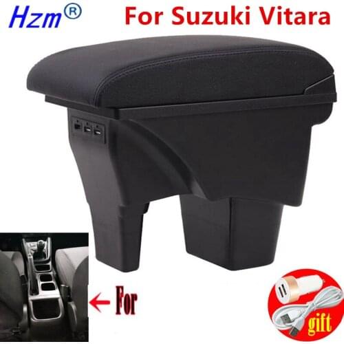 For Suzuki Vitara Armrest box central storage box car accessories Car Armrests with USB LED light Easy to install